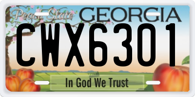 GA license plate CWX6301