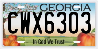 GA license plate CWX6303