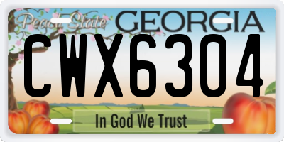 GA license plate CWX6304