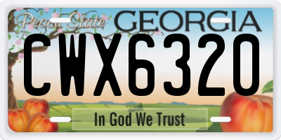 GA license plate CWX6320