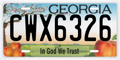 GA license plate CWX6326