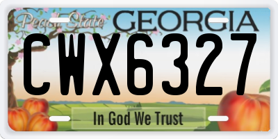 GA license plate CWX6327