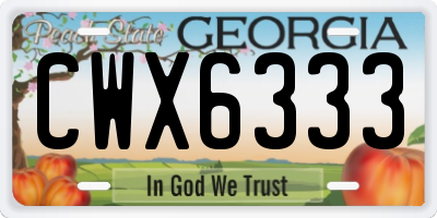 GA license plate CWX6333