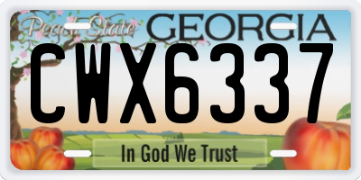 GA license plate CWX6337