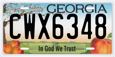 GA license plate CWX6348