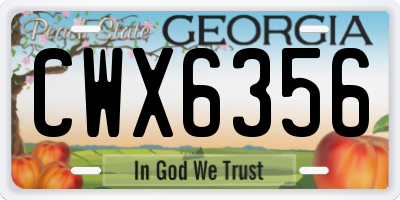 GA license plate CWX6356