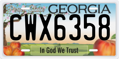 GA license plate CWX6358