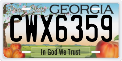 GA license plate CWX6359