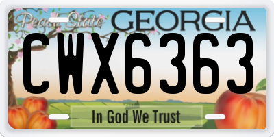 GA license plate CWX6363