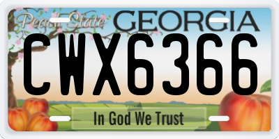 GA license plate CWX6366