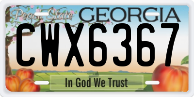GA license plate CWX6367