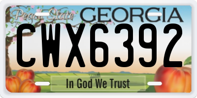 GA license plate CWX6392