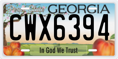 GA license plate CWX6394