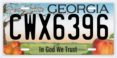 GA license plate CWX6396