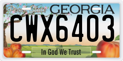 GA license plate CWX6403