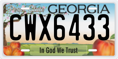 GA license plate CWX6433
