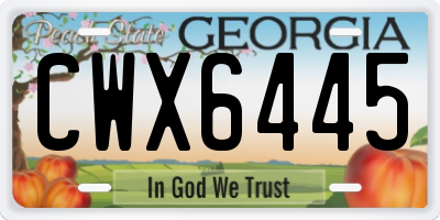 GA license plate CWX6445