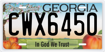 GA license plate CWX6450