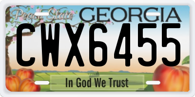 GA license plate CWX6455