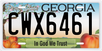 GA license plate CWX6461