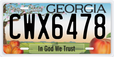 GA license plate CWX6478