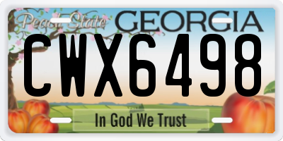 GA license plate CWX6498