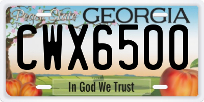 GA license plate CWX6500