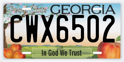 GA license plate CWX6502