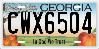 GA license plate CWX6504