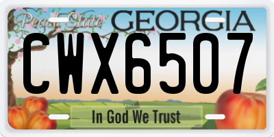 GA license plate CWX6507