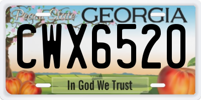GA license plate CWX6520