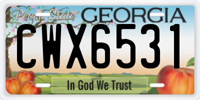 GA license plate CWX6531