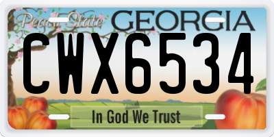 GA license plate CWX6534