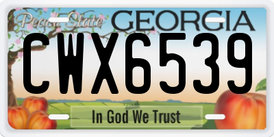 GA license plate CWX6539
