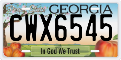 GA license plate CWX6545