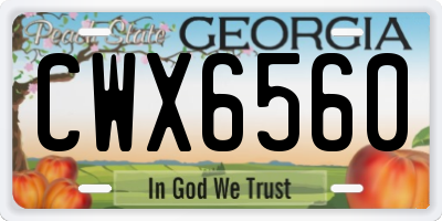 GA license plate CWX6560