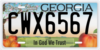 GA license plate CWX6567