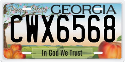 GA license plate CWX6568