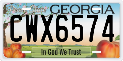 GA license plate CWX6574