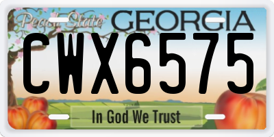 GA license plate CWX6575
