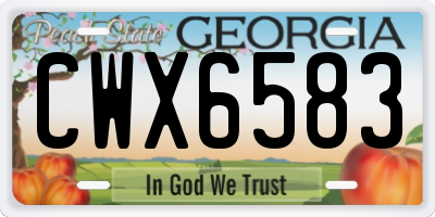 GA license plate CWX6583