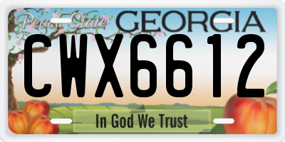 GA license plate CWX6612