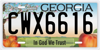 GA license plate CWX6616