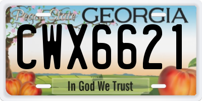 GA license plate CWX6621