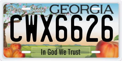 GA license plate CWX6626
