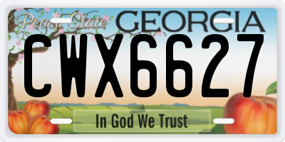 GA license plate CWX6627