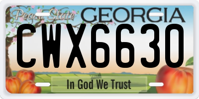 GA license plate CWX6630
