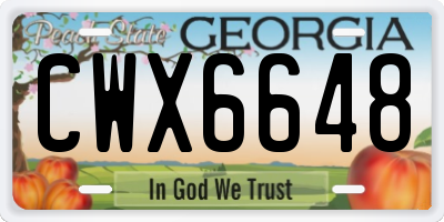 GA license plate CWX6648