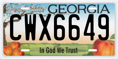 GA license plate CWX6649