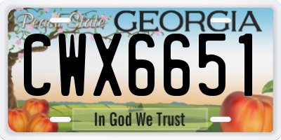 GA license plate CWX6651